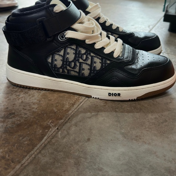 Dior Black and Cream High-Top Sneakers